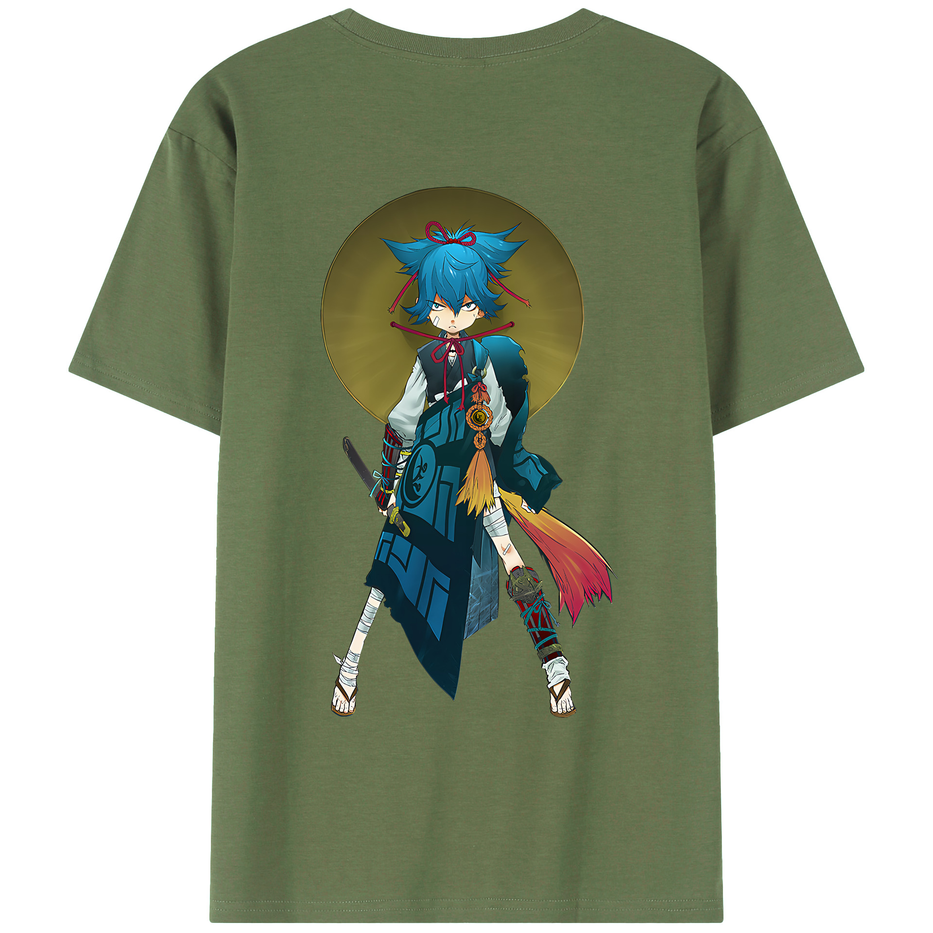 （画像用） 刀剣乱舞 Touken Ranbu 綿100％ メンズ半袖Tシャツ（バックプリント） 通気性